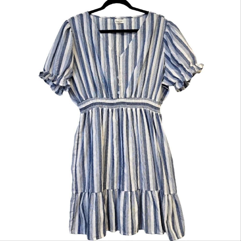 Sapphire striped blue and white dress, 3X